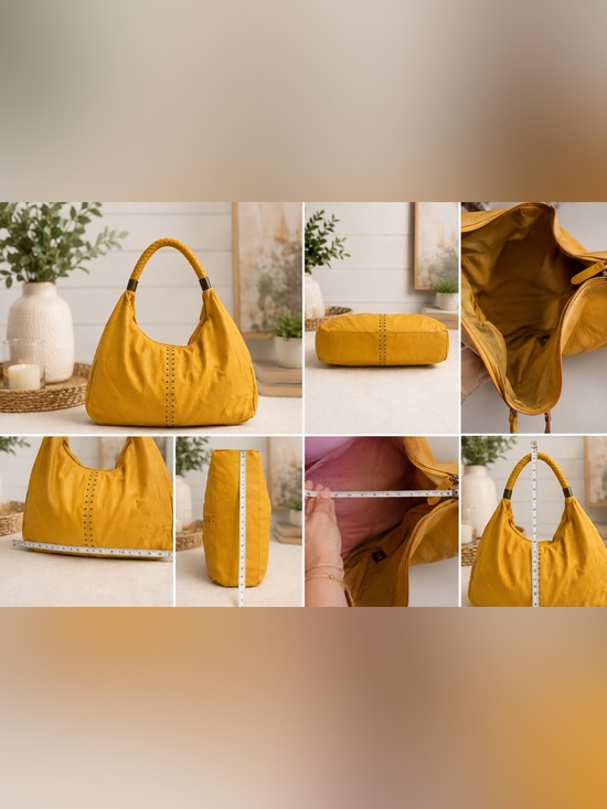 Handbags - Yellow Stud-Accent Hobo Bag